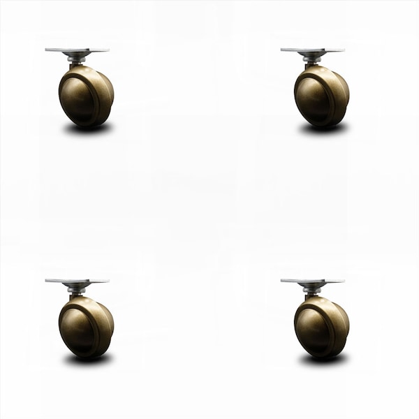 2 Inch Windsor Antique Metal Ball Caster - Top Plate -, 4PK